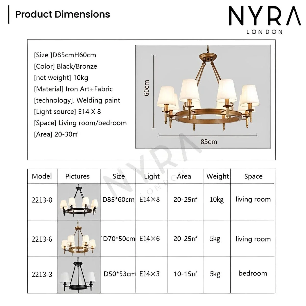 Freya Linen Chandelier - Image 3